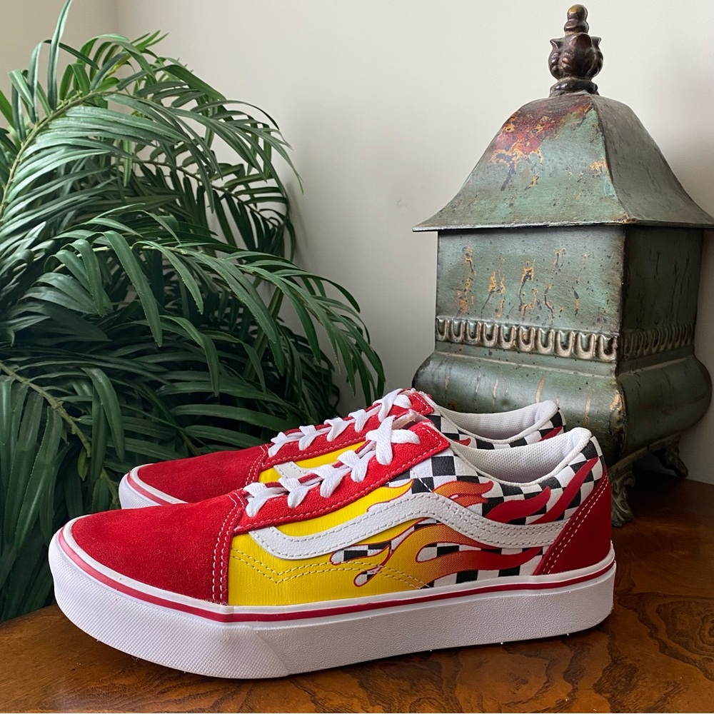Vans Comfycush Old Skool Flame Checkerboard Red